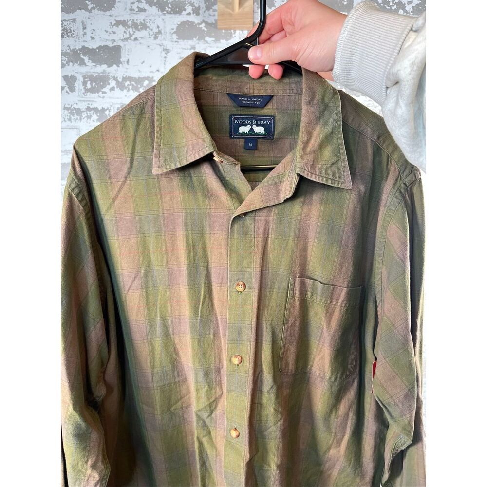 Woods & gray | men 100% cotton made in Macau plaid button down